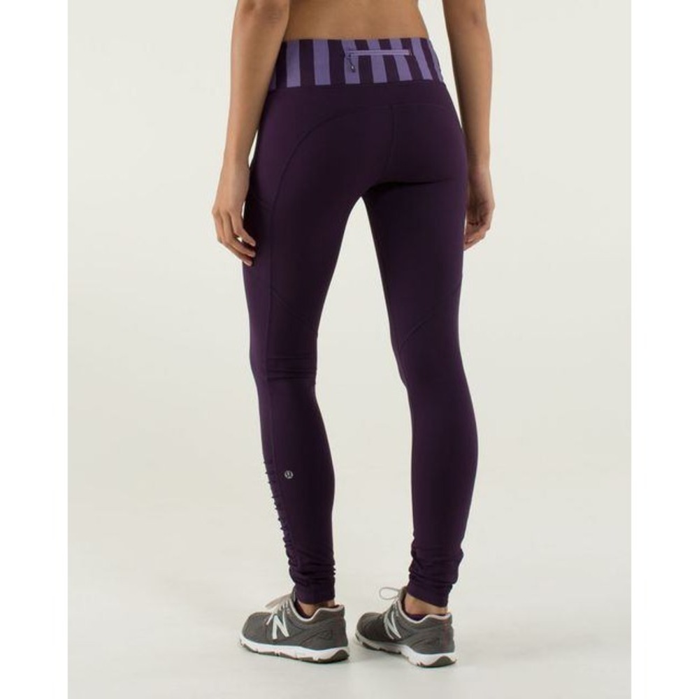 Lululemon Inspire Crop Leggings Women 4 Purple Mesh Ruched Running Pants